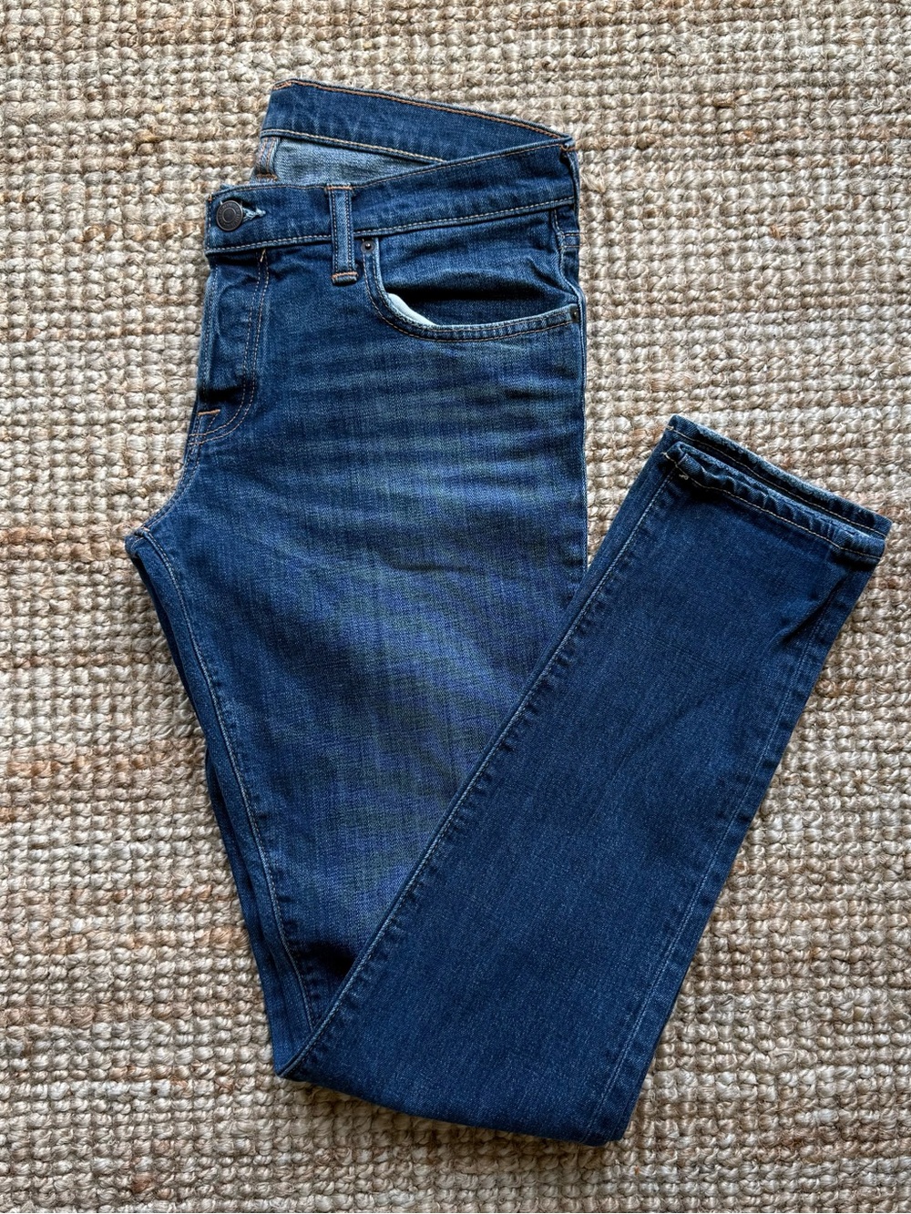 Y2k Abercrombie & Fitch Men's Slim Jeans in Dark Blue Wash